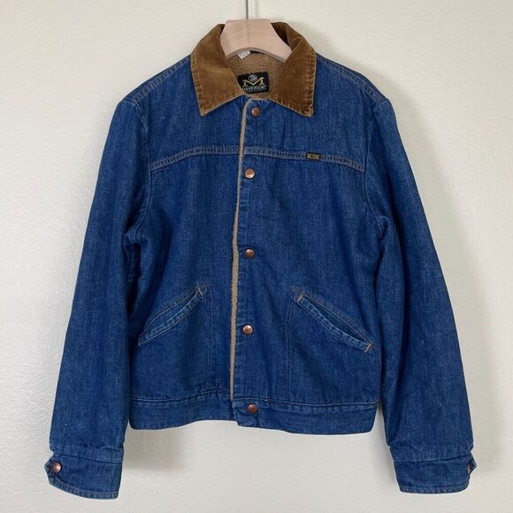 Vintage 60's-70's Maverick Denim Bluebell Sherpa Lined Jacket Mens Chore Coat - Picture 1 of 17